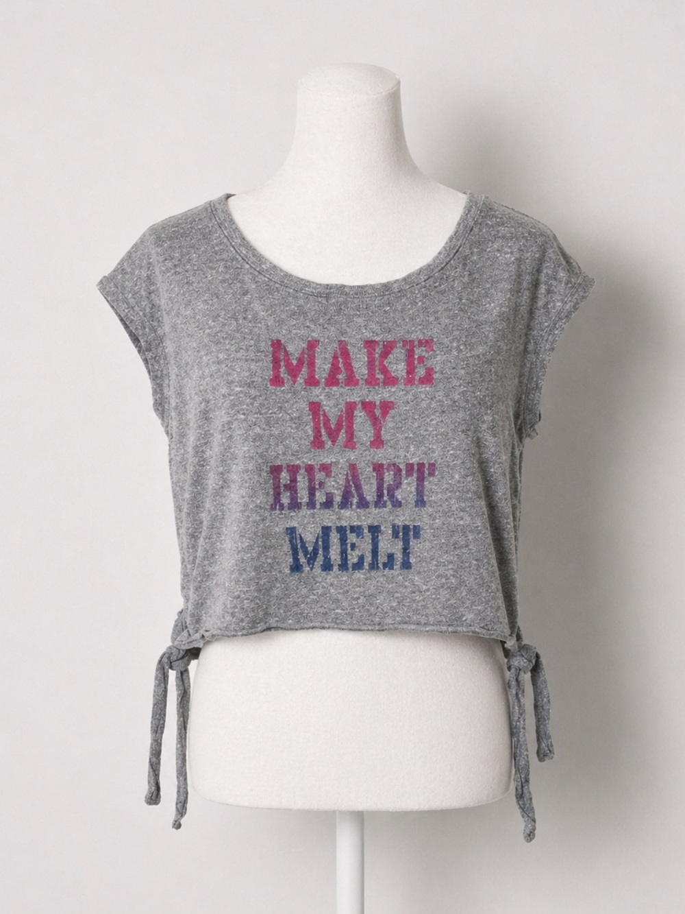 Juicy Couture "Make My Heart Melt" Women's Cap Sleeve T-Shirt Gray Size Small S